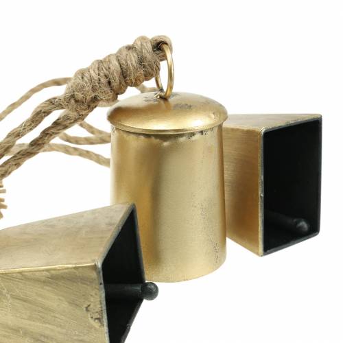 Floristik24 Set de sonnette à suspendre en métal laiton 8,2 / 9,5cm corde 240cm