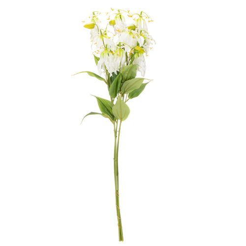 Fleur artificielle Gloriosa, blanche et jaune, élégante branche fleurie décorative, 80 cm, lot de 3 | Floristik24.be