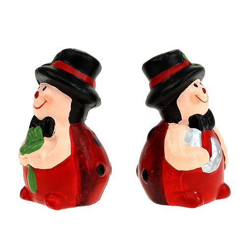 Floristik24 Porte-bonheur en céramique scarabée 6cm rouge 12pcs