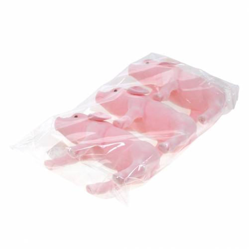 Article Cochon porte-bonheur rose floqué 20cm 3pcs