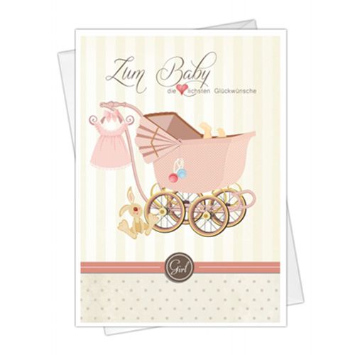 Floristik24 Carte de voeux à la naissance pour les filles 5pcs