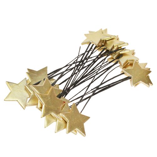 Article Bouchons de fleurs décoratifs étoile dorée Ø7cm 2ème choix 24 pcs