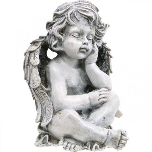 Floristik24 Tombe ange ange gris tombe figure tombe décoration 24cm