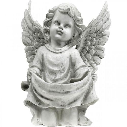 Floristik24 Tombe Ange Ange Figure Bain D'oiseau Décoration Tombe H26cm