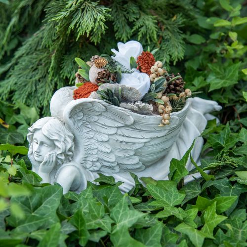 Floristik24 Ange funéraire avec bol à plantes Ange bain d&#39;oiseau couché 39×18×18cm