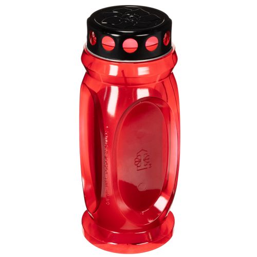 Bougie funéraire rouge, couvercle noir, bougie commémorative 4 jours 23 cm acheter | Floristik24.be