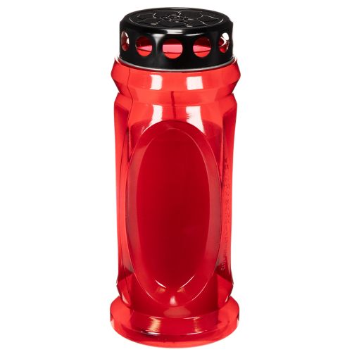 Bougie funéraire rouge, couvercle noir, bougie commémorative 4 jours 23 cm | Floristik24.be
