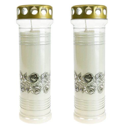 Article Bougies funéraires roses blanches lumière de deuil Ø7cm H23.5cm 100h 2pcs