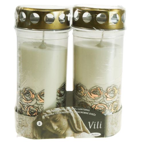 Article Bougies funéraires roses blanches lumière de deuil lumière commémorative Ø7cm H18cm 90h 2pcs