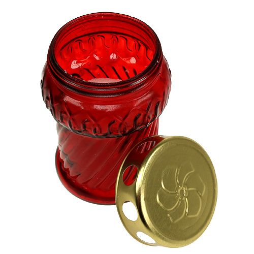 Article Lampe funéraire en verre rouge Ø7cm H13cm 8pcs