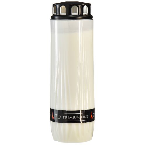 Floristik24 Bougie funéraire couvercle blanc noir durée de combustion 7 jours H24cm