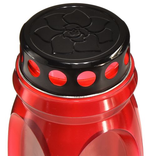 Floristik24 Bougie funéraire couvercle rouge bougie commémorative noire 4 jours H22,5cm