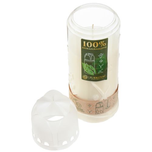 Article Bougie funéraire blanche brûleur hebdomadaire ICP compostable H24cm