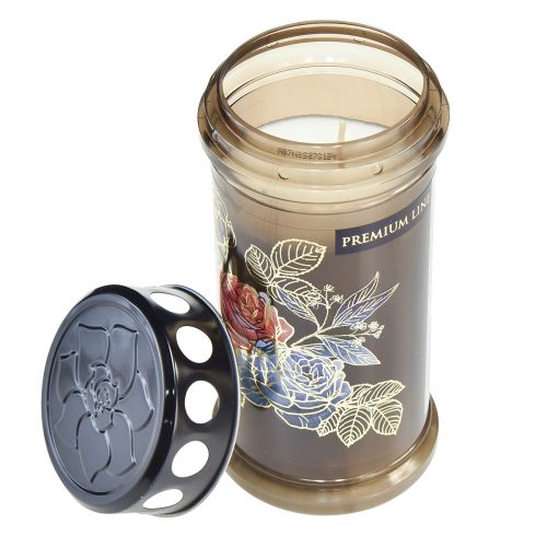 Article Lampes funéraires motif bougies fleurs Ø7,5cmH16,5cm 3 jours 3 pcs