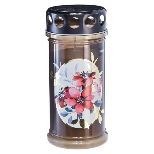 Article Lampes funéraires motif bougies fleurs Ø7,5cmH16,5cm 3 jours 3 pcs