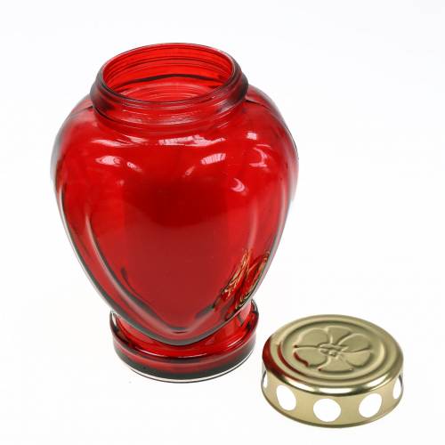 Article Lampe funéraire cœur rouge 11,5 cm x 8,5 cm H 17,5 cm 4 pièces
