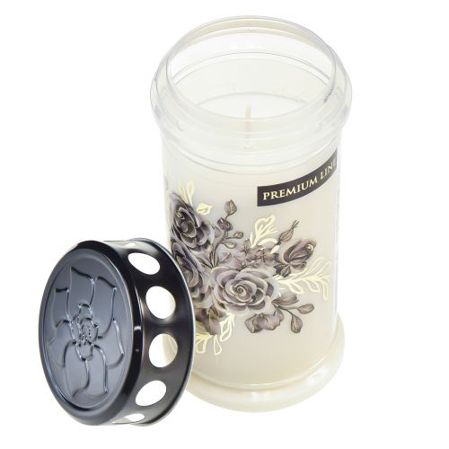 Floristik24 Bougies funéraires bougies blanches motif fleurs Ø7,5cm H16,5cm 3pcs