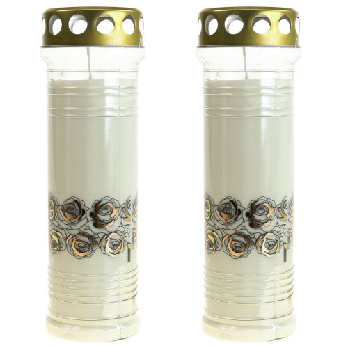 Floristik24 Bougies funéraires roses blanches lumière de deuil Ø7cm H23.5cm 100h 2pcs