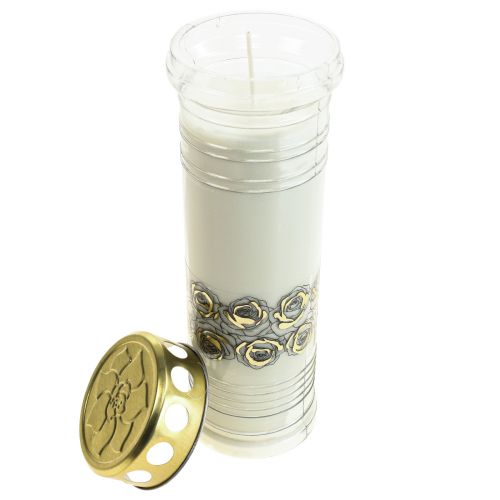 Article Bougies funéraires roses blanches lumière de deuil Ø7cm H23.5cm 100h 2pcs