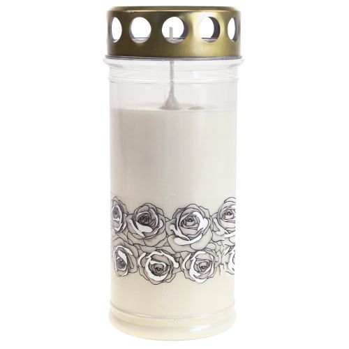Floristik24 Bougie funéraire roses blanches argent lumière de deuil Ø7cm H18cm 77h