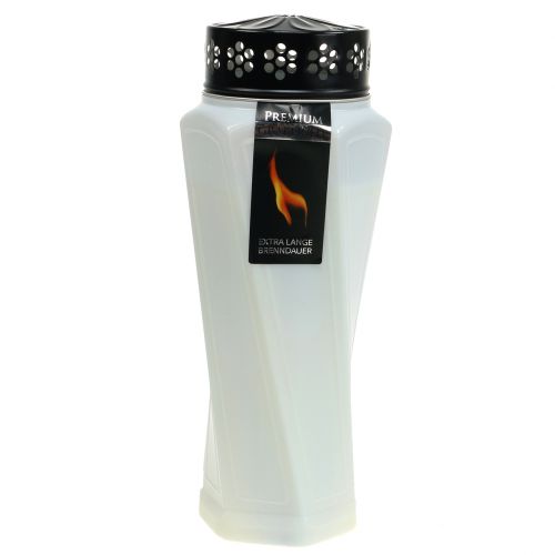 Article Lampe funéraire plastique torsadé blanc Ø11cm H25cm