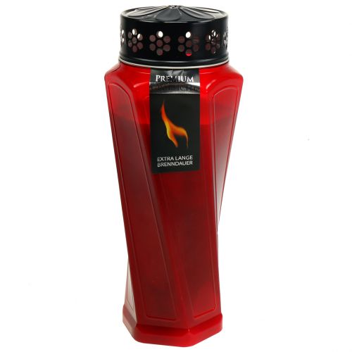 Lampe funéraire Plastique tourné Rouge Ø11cm H25cm