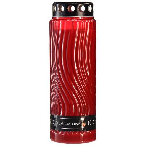 Lampe funéraire premium wave 27cm rouge autonomie 10 jours