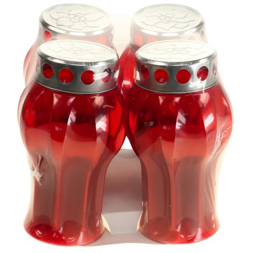 Article Bougies funéraires lumières de deuil rouges lumières commémoratives Ø10cm H18cm 4 pcs