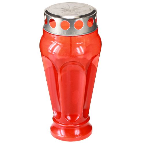Bougies funéraires rouges, durée de combustion 18h, Ø9cm, H19cm, 4 pièces