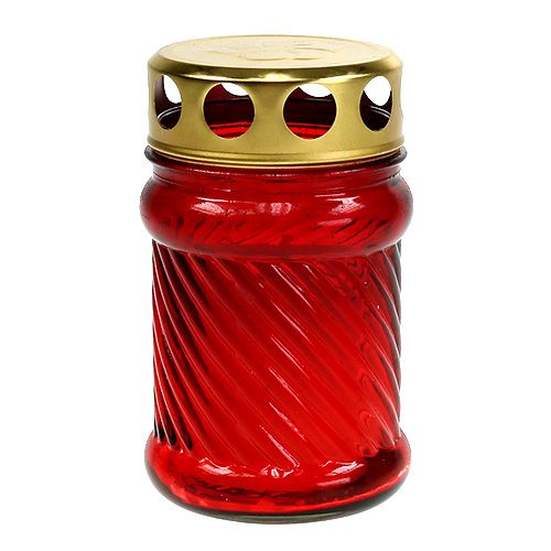 Floristik24 Lampe funéraire verre rouge Ø6cm H10,5cm 1 pièce