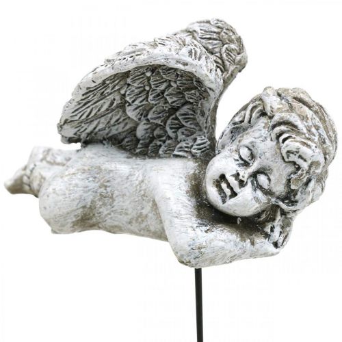 Article Décoration funéraire Ange sur pique Blanc Gris 6cm 4 pièces