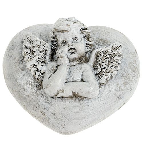 Floristik24 Coeurs de décoration funéraire avec ange 9cm 3 pcs