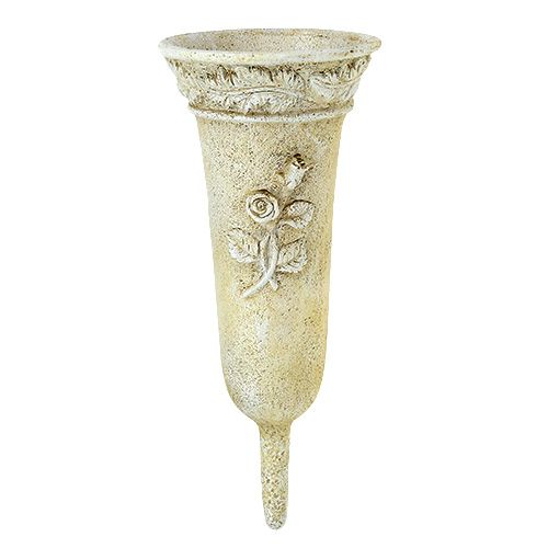 Floristik24 Vase grave crème motif rose L35cm 1p