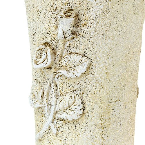 Article Vase grave crème motif rose L35cm 1p