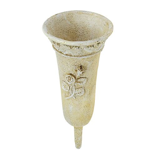 Floristik24 Vase grave crème motif rose L35cm 1p