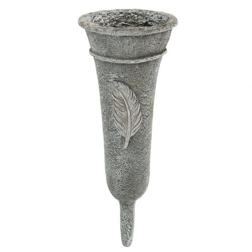 Floristik24 Vase tombe avec plume gris 25.5cm 2pcs