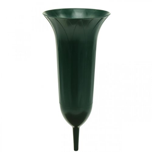 Floristik24 Vases funéraires Décoration funéraire en plastique Vert foncé H31cm 5pcs