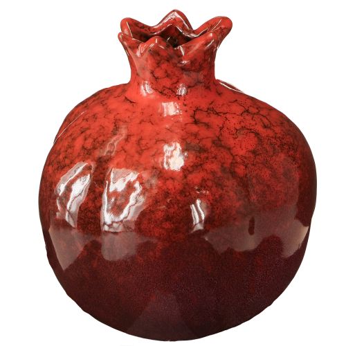 Vase décoratif grenade en céramique rouge marron Ø10,5cm H12cm