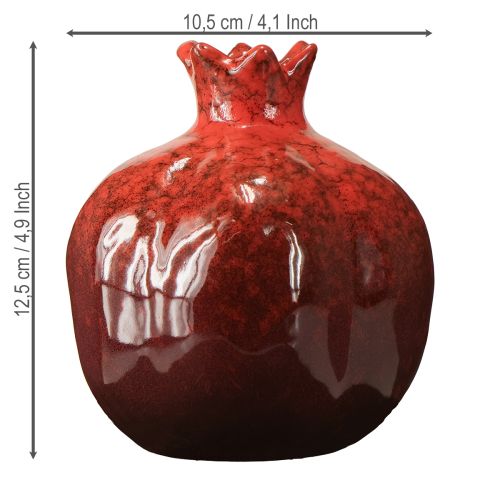 Article Vase décoratif grenade en céramique rouge marron Ø10,5cm H12cm