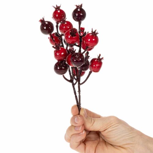 Branche de grenadier artificielle à tiges ramifiées, idéale pour la décoration de vases, 19 cm, lot de 4. | Floristik24.be