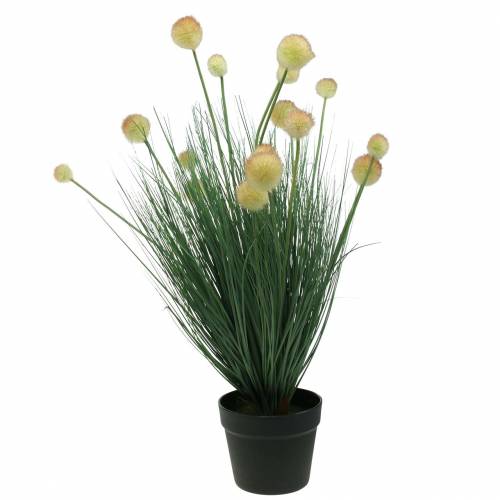 Article Herbe à fleurs en pot artificiel jaune 70cm