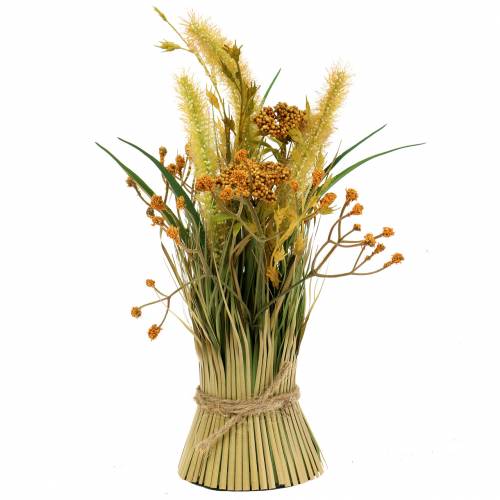 Floristik24 Bouquet d&#39;herbe, herbe déco avec millefeuille, déco automne jaune, vert H27cm