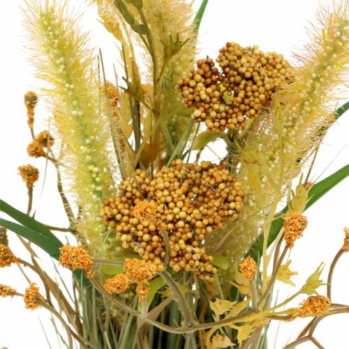 Floristik24 Bouquet d'herbe, herbe déco avec millefeuille, déco automne jaune, vert H27cm