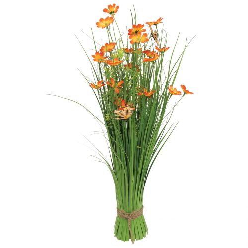 Floristik24 Bouquet d&#39;herbe avec fleurs et papillons Orange 70cm