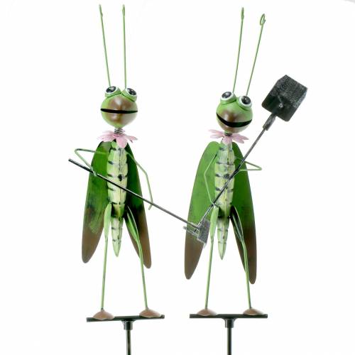 Bouchon de jardin Grasshopper vert métal H114cm 2pcs