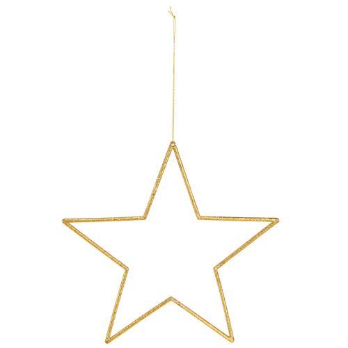 Article Grandes étoiles décoratives décoration pailletée dorée à suspendre 24cm 6 pcs