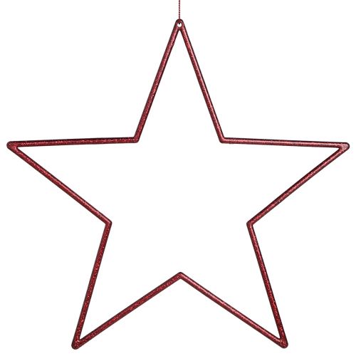 Article Grandes étoiles décoratives rouges à suspendre avec paillettes 24 cm 6 pcs