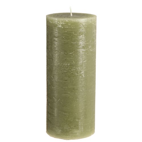 Article Grandes bougies bougies piliers vert olive 85x200mm 2 pcs