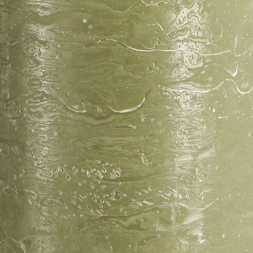 Article Grandes bougies bougies piliers vert olive 85x200mm 2 pcs