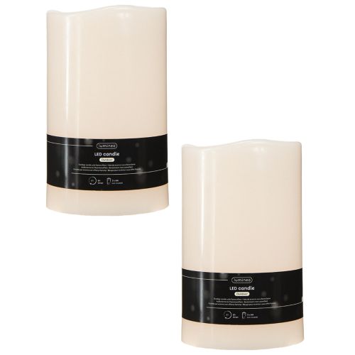 Article Grande bougie LED avec minuterie Pour extérieur blanc chaud Ø12,5cm H20cm 2pcs